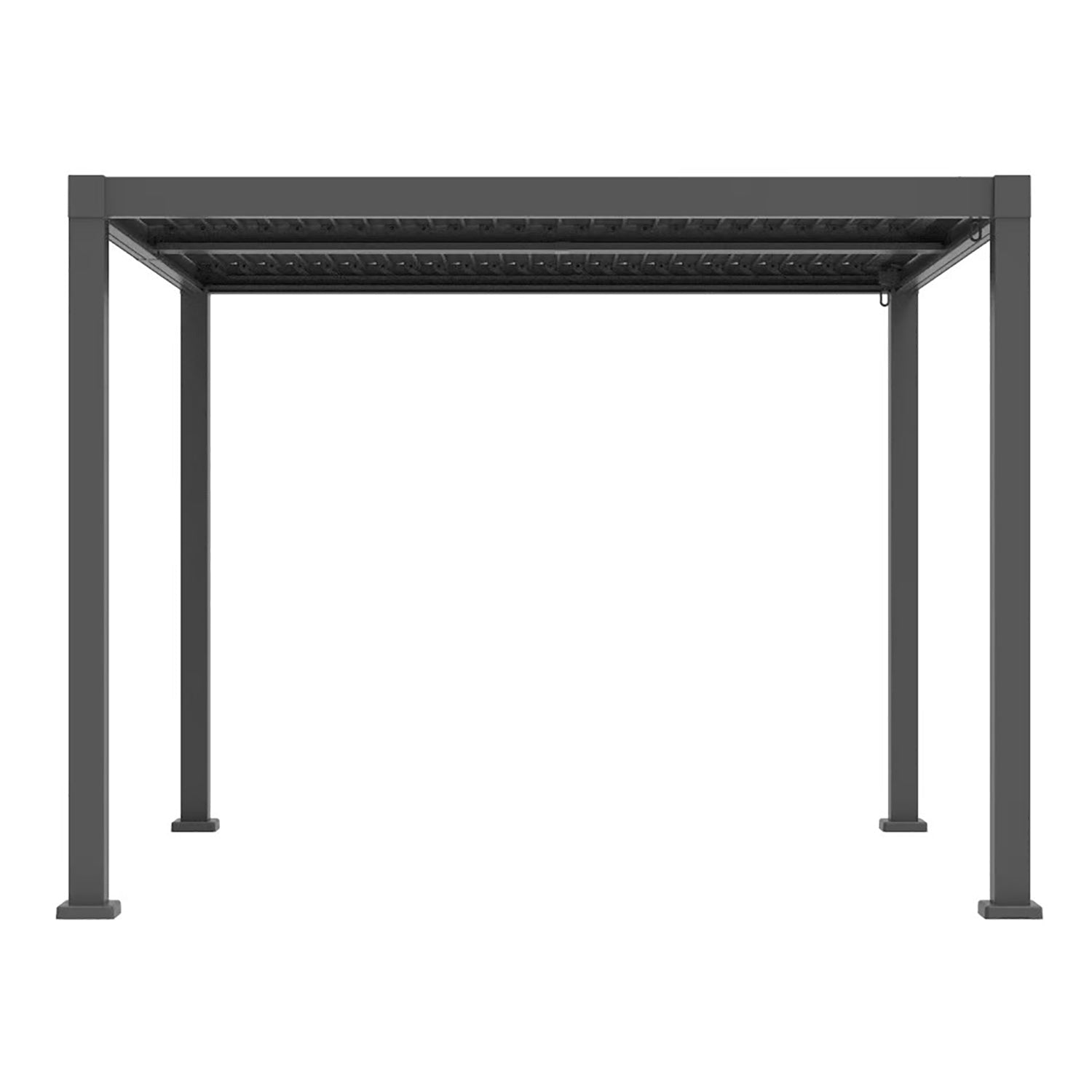 F. Corriveau International - Pergola Mélia en Aluminium avec Parisienne Ajustable, 10'x10', Noir - Simple Boutique