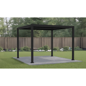 F. Corriveau International - Pergola Mélia en Aluminium avec Parisienne Ajustable, 10'x10', Noir - Simple Boutique