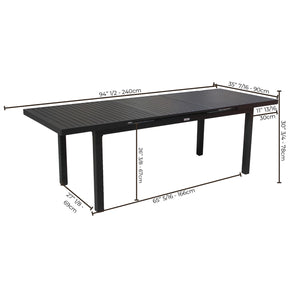 F. Corriveau International - Table à Rallonge Extérieur, Fait en Aluminium, Noir - Simple Boutique