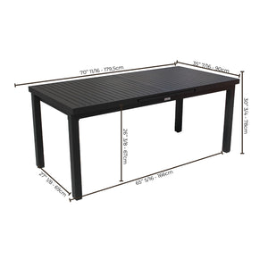 F. Corriveau International - Table à Rallonge Extérieur, Fait en Aluminium, Noir - Simple Boutique