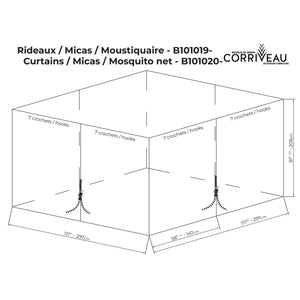 F.Corriveau International - Rideau Clair / Mica pour Gazebo 10' x 10', Transparent - Simple Boutique