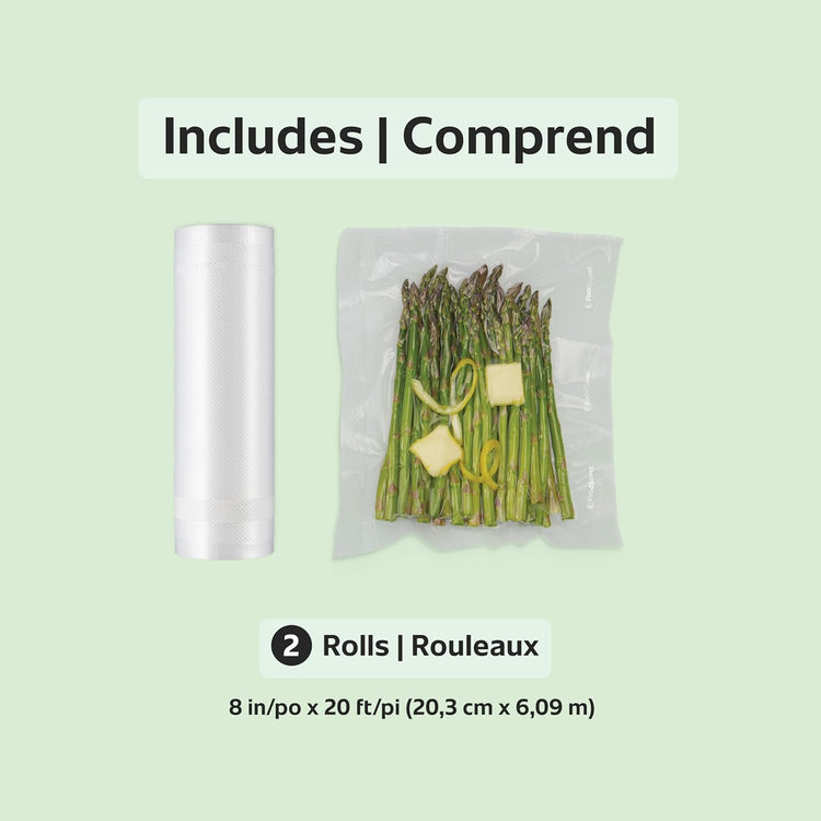 FoodSaver - Lot de 2 Rouleaux de Scellage Sous-Vide, 11po x 16pi, Sans BPA - Simple Boutique