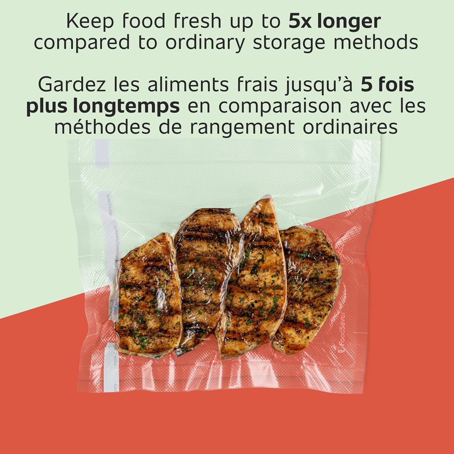 FoodSaver - Lot de 2 Rouleaux de Scellage Sous-Vide, 8po x 20pi, Sans BPA - Simple Boutique