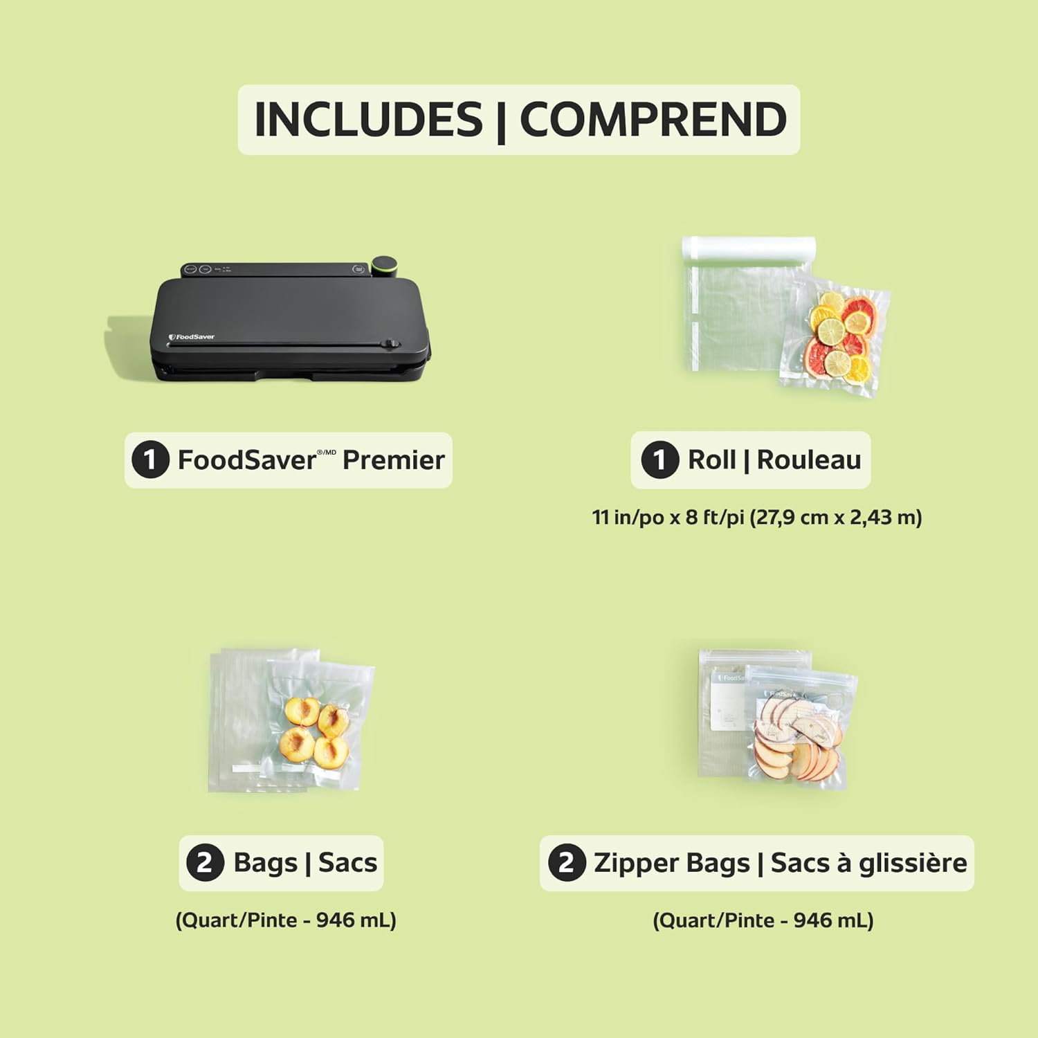 FoodSaver - Machine à Emballer Sous-Vide pour Aliments, Comprend 1 Rouleau et 4 Sacs, Noir - Simple Boutique