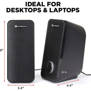 GoGroove - Haut-Parleur d'ordinateur USB avec Port pour Casque d'écoute, Noir - Simple Boutique