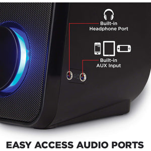 GoGroove - Haut-Parleur d'ordinateur USB avec Port pour Casque d'écoute, Noir - Simple Boutique