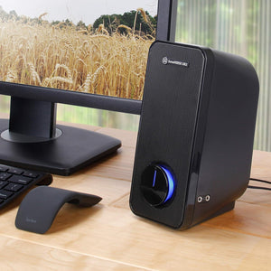 GoGroove - Haut-Parleur d'ordinateur USB avec Port pour Casque d'écoute, Noir - Simple Boutique