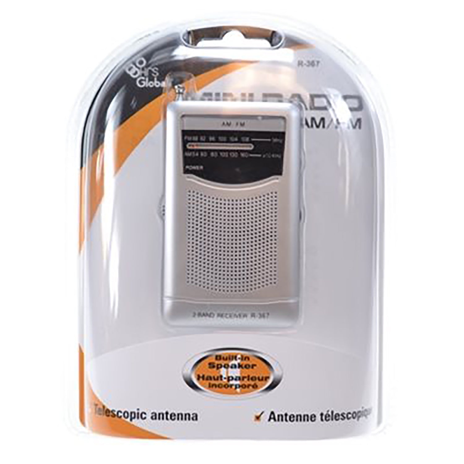 HRS Global - Mini Radio AM/FM Portable, Antenne Téléscopique, Argenté - Simple Boutique