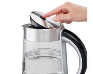 Hamilton Beach - Bouilloire Sans Fil en Verre 1,7 Litre - Éclairage LED Bleu, Acier Inoxydable, Modèle 40867C - Simple Boutique