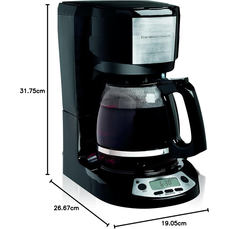 Hamilton Beach - Cafetière Programmable, Capacité de 12 Tasses, 3 Options d'infusion, Noir - Simple Boutique