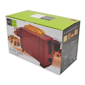 Hauz AT2SR - Grille-Pain à 2 Tranches, Fente Large, Bac à Miettes, 750 Watts, Rouge - Simple Boutique