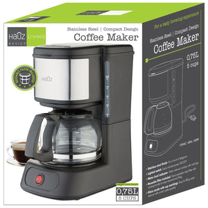 Hauz - Cafetière 5 Tasses en Acier Inoxydable, Design Compact, Filtre Réutilisable - Simple Boutique