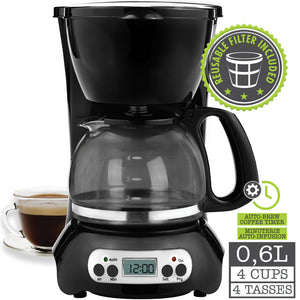 Hauz - Cafetière Numérique Programmable, Capacité de 4 Tasses, Design Compact - Simple Boutique