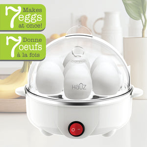 Hauz - Cuiseur à Oeufs 3 en 1, Bouillis, Pochés ou Omelette, Sans BPA, Blanc - Simple Boutique