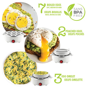Hauz - Cuiseur à Oeufs 3 en 1, Bouillis, Pochés ou Omelette, Sans BPA, Blanc - Simple Boutique