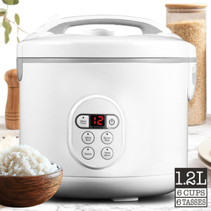 Hauz - Cuiseur à Riz et Cuiseur Vapeur Numérique, Capacité de 6 Tasses, Blanc - Simple Boutique