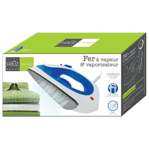 Hauz - Fer à Repasser avec Semelle Antiadhésive, 1200 Watts, Bleu - Simple Boutique