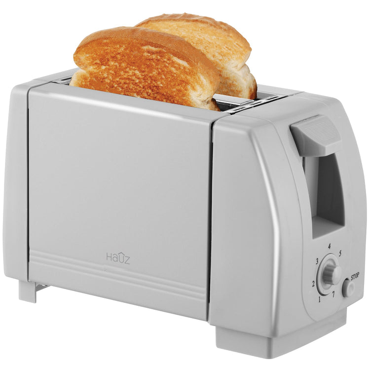 Hauz - Grille-Pain 2 Tranches, 7 Niveaux de Brunissage, Design Compact, Gris - Simple Boutique
