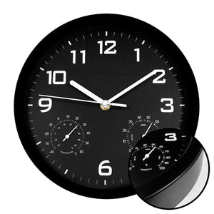 Hauz - Horloge Murale Ronde, Diamètre de 10", Précision Quartz, Noir - Simple Boutique