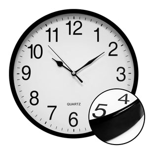 Hauz - Horloge Murale Ronde, Diamètre de 10", Précision Quartz, Noir - Simple Boutique