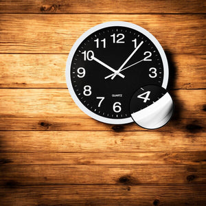 Hauz - Horloge Murale Ronde, Diamètre de 12", Précision Quartz, Noir - Simple Boutique