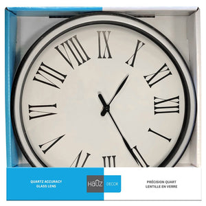 Hauz - Horloge Murale Ronde, Diamètre de 14", Précision Quartz, Blanc - Simple Boutique
