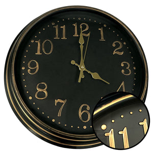 Hauz - Horloge Murale Ronde, Diamètre de 16", Précision Quartz, Noir - Simple Boutique