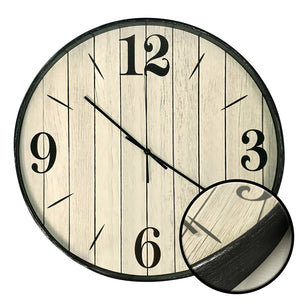 Hauz - Horloge Murale Ronde, Diamètre de 20", Précision Quartz, Imitation Bois - Simple Boutique