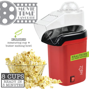 Hauz - Machine à Pop-Corn à Air Chaud, Design Compact, Rouge - Simple Boutique