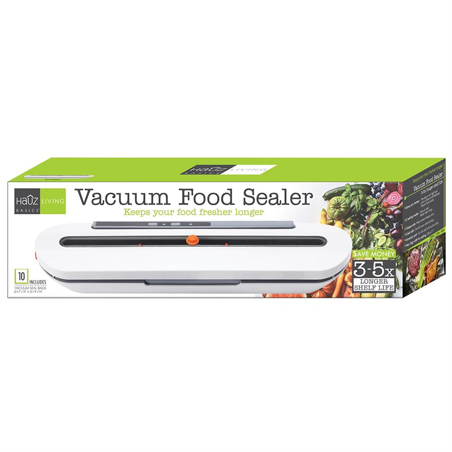 Hauz - Scelleuse à Sac Sous-Vide, 10 Sacs Inclus, Design Compact, Blanc - Simple Boutique