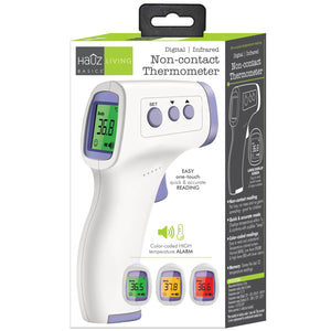 Hauz - Thermomètre Frontal Infrarouge Numérique, Sans Contact, Plage 32-42,5ºC, Blanc - Simple Boutique