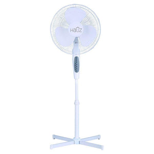Hauz - Ventilateur Oscillant sur Pied à 3 Vitesses, Diamètre de 16 Pouces, Blanc - Simple Boutique
