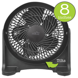 Hauz - Ventilateur Turbo Électrique à Grande Vitesse, Diamètre de 8", Noir - Simple Boutique