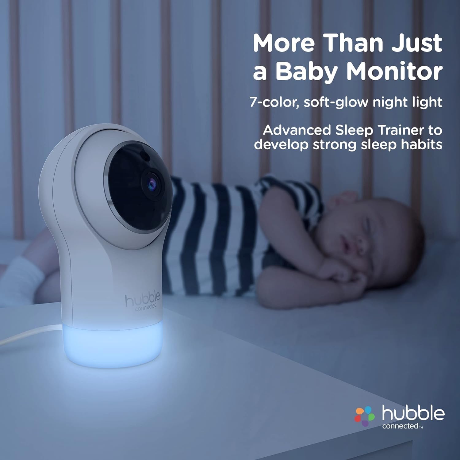 Hubble - Moniteur pour Bébé HD Intelligent Nursery Pal Glow avec Veilleuse, Blanc - Simple Boutique