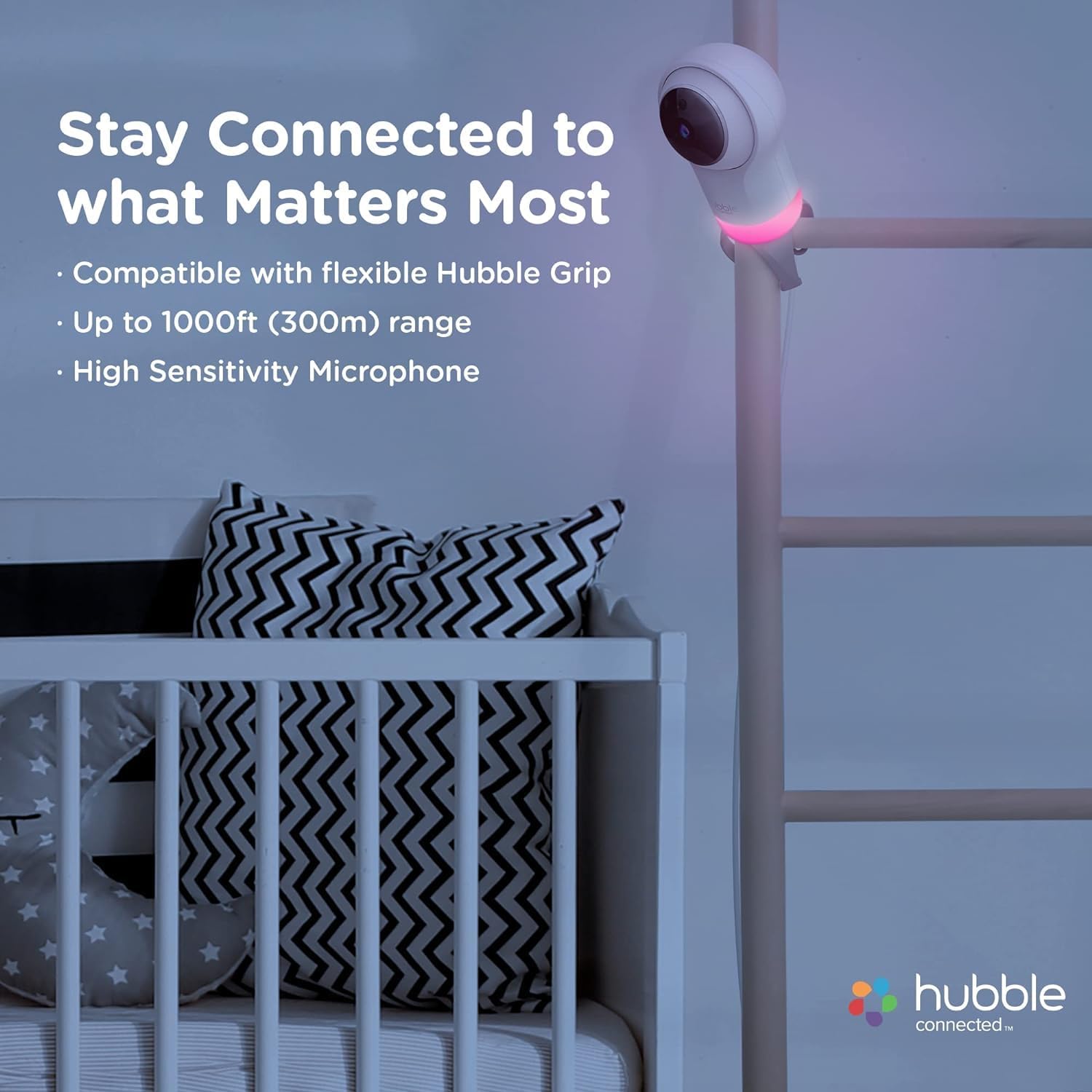 Hubble - Moniteur pour Bébé HD Intelligent Nursery Pal Glow avec Veilleuse, Blanc - Simple Boutique