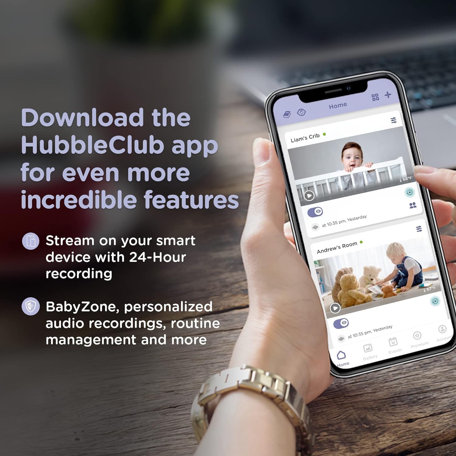 Hubble - Moniteur pour Bébé HD Intelligent Nursery Pal Glow avec Veilleuse, Blanc - Simple Boutique