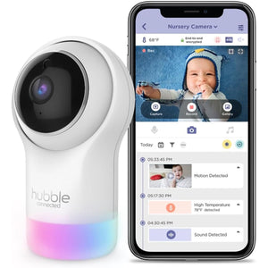 Hubble - Moniteur pour Bébé HD Intelligent Nursery Pal Glow avec Veilleuse, Blanc - Simple Boutique
