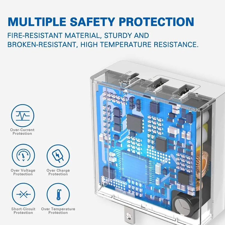 HuntKey - Chargeur Mural 1 Prise USB-C et 2 Prises USB-A Avec Câble de 1.8m, Blanc - Simple Boutique