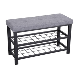 ITY International - Banc en Métal avec Rangement pour Chaussures, Assise Rembourré, Gris - Simple Boutique