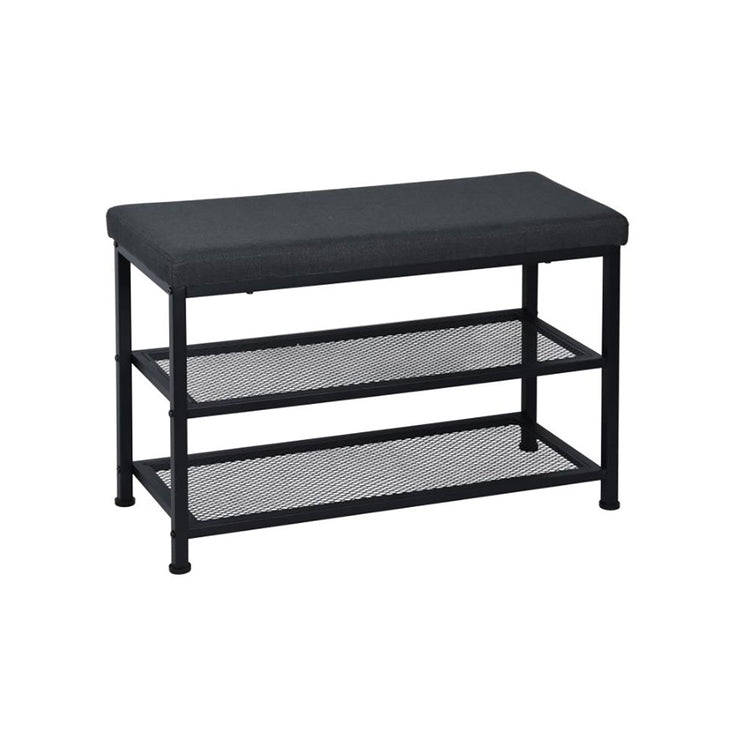 ITY International - Banc en Métal avec Rangement pour Chaussures, Assise Rembourré, Noir - Simple Boutique