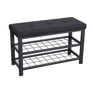 ITY International - Banc en Métal avec Rangement pour Chaussures, Assise Rembourré, Noir - Simple Boutique