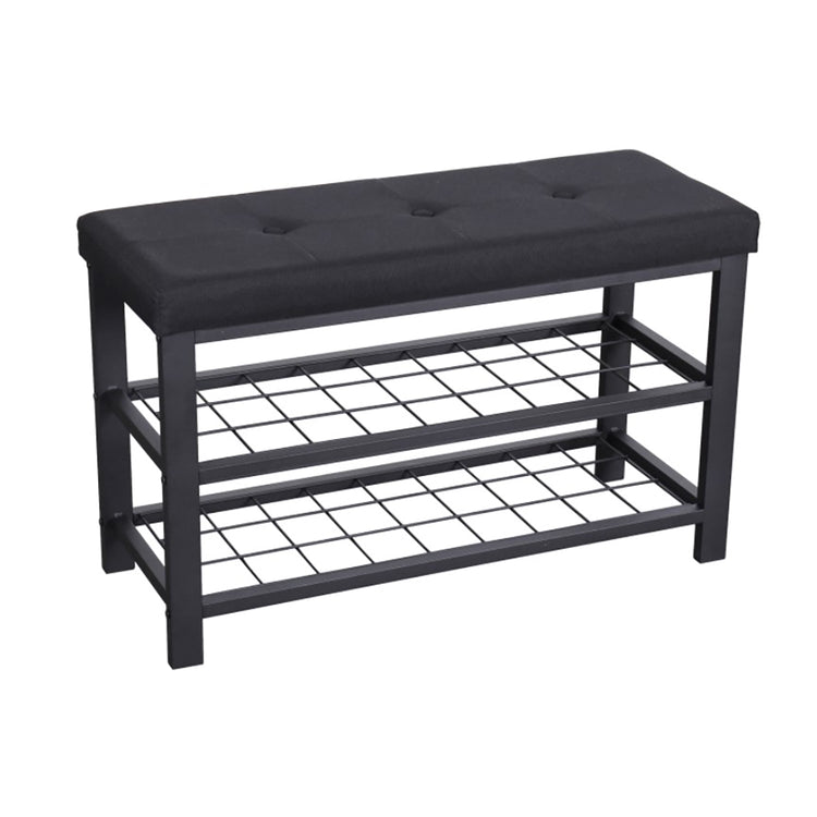 ITY International - Banc en Métal avec Rangement pour Chaussures, Assise Rembourré, Noir - Simple Boutique
