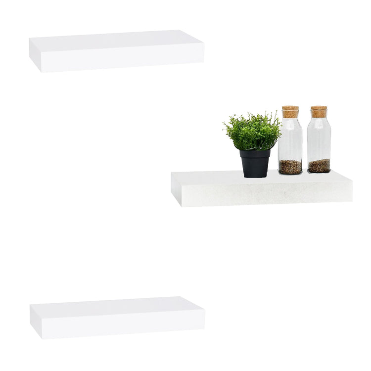ITY International - Ensemble de 3 Mini Tablette Flottante Mural, 16" x 5.1" x 1.5", Blanc - Simple Boutique