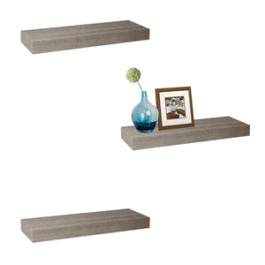 ITY International - Ensemble de 3 Mini Tablette Flottante Mural, 16" x 5.1" x 1.5", Gris Taupe - Simple Boutique