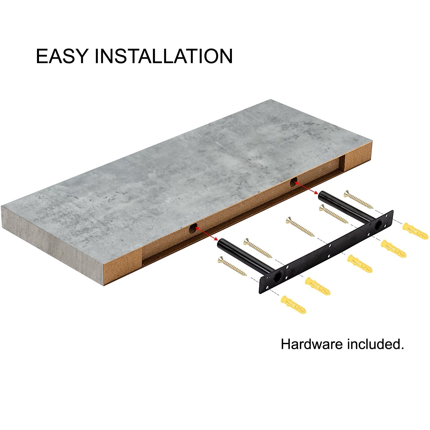 ITY International - Ensemble de 3 Tablette Flottante Mural, 23.6" x 9.25" x 1.5", Ciment - Simple Boutique