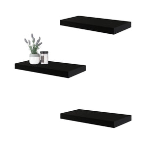 ITY International - Ensemble de 3 Tablette Flottante Mural, 23.6" x 9.25" x 1.5", Noir - Simple Boutique