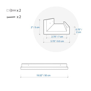 ITY International - Ensemble de 3 Tablettes Mural avec Rebord Surélevé, 19.5"x3.75"x2", Blanc - Simple Boutique