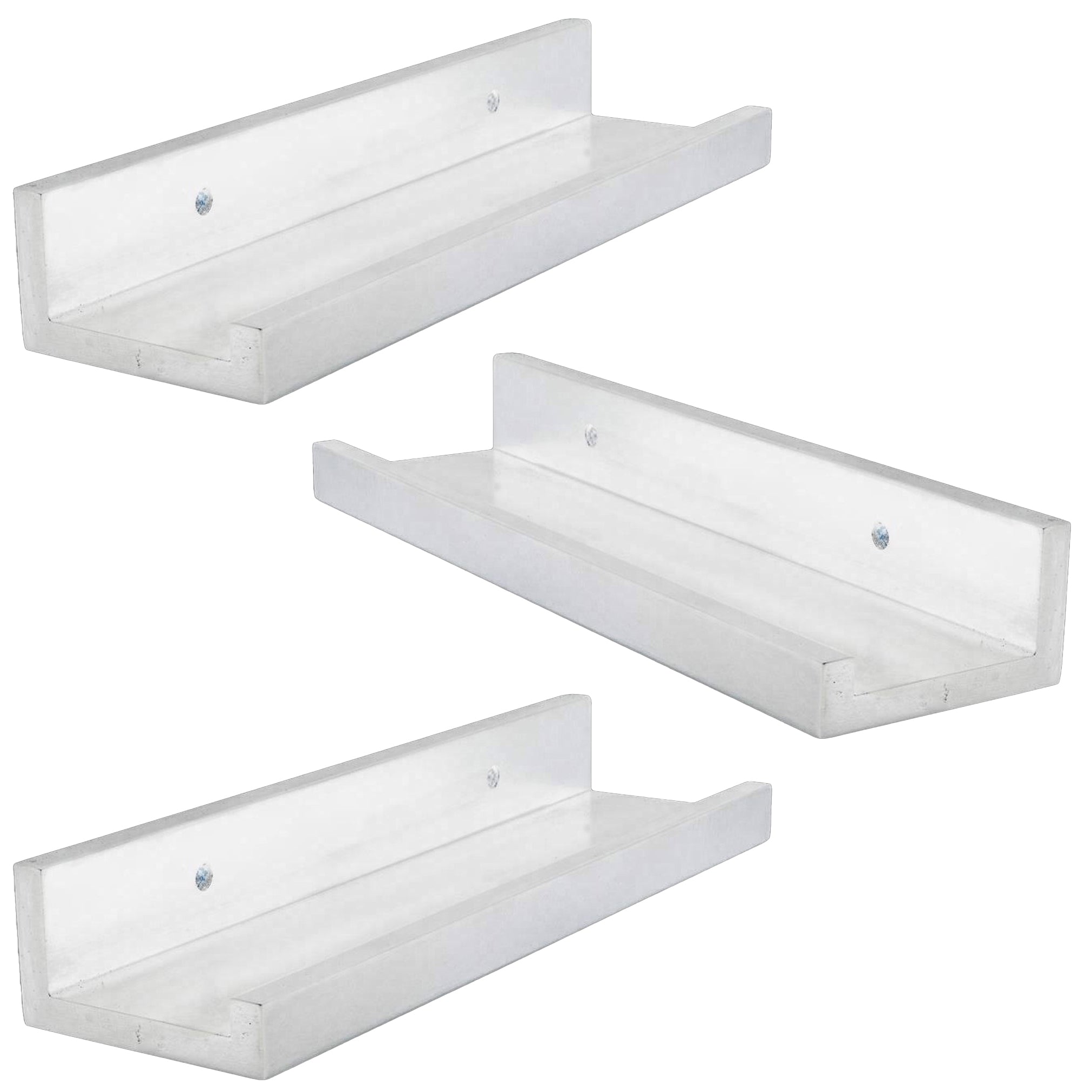 ITY International - Ensemble de 3 Tablettes Mural avec Rebord Surélevé, 19.5"x3.75"x2", Blanc - Simple Boutique