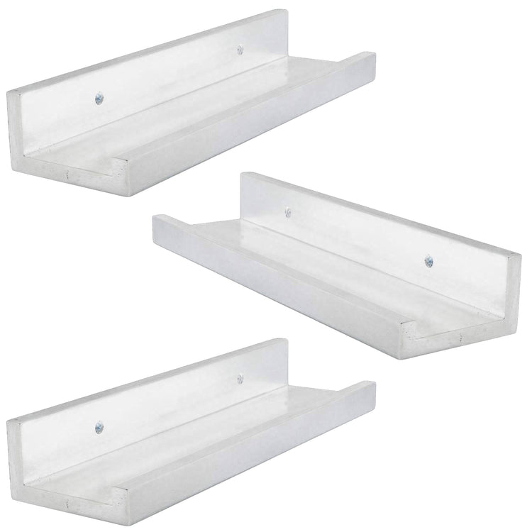ITY International - Ensemble de 3 Tablettes Mural avec Rebord Surélevé, 19.5"x3.75"x2", Blanc - Simple Boutique