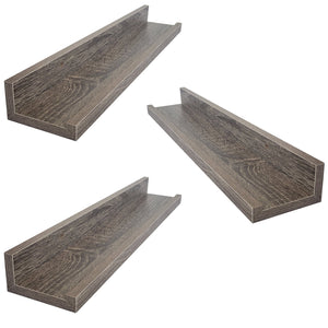 ITY International - Ensemble de 3 Tablettes Mural avec Rebord Surélevé, 19.5"x3.75"x2", Gris Taupe - Simple Boutique